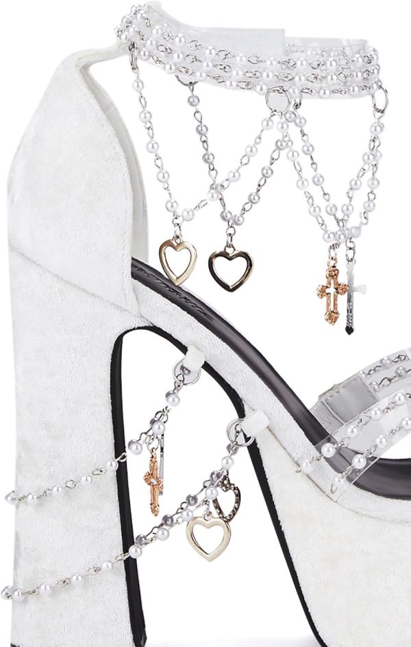 Holy Revelation Platform Heels by Sugar Thrillz, Velvet Heels with Pearl Beads & Adjustable Straps - Image 6