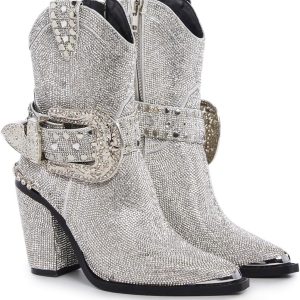 Dolls Kill Sheriff Shine Cowboy Boots by Club Exx - Rhinestone Encrusted Boots Made From Vegan Leather