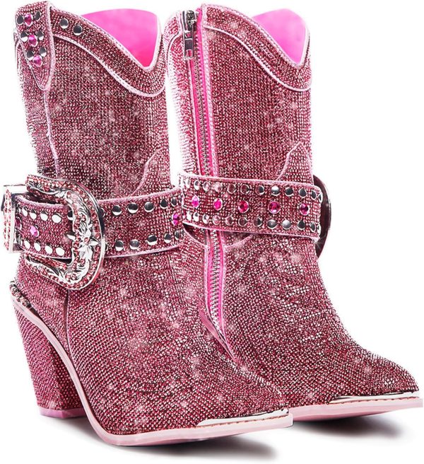 Dolls Kill Sheriff Shine Cowboy Boots by Club Exx - Rhinestone Encrusted Boots Made From Vegan Leather
