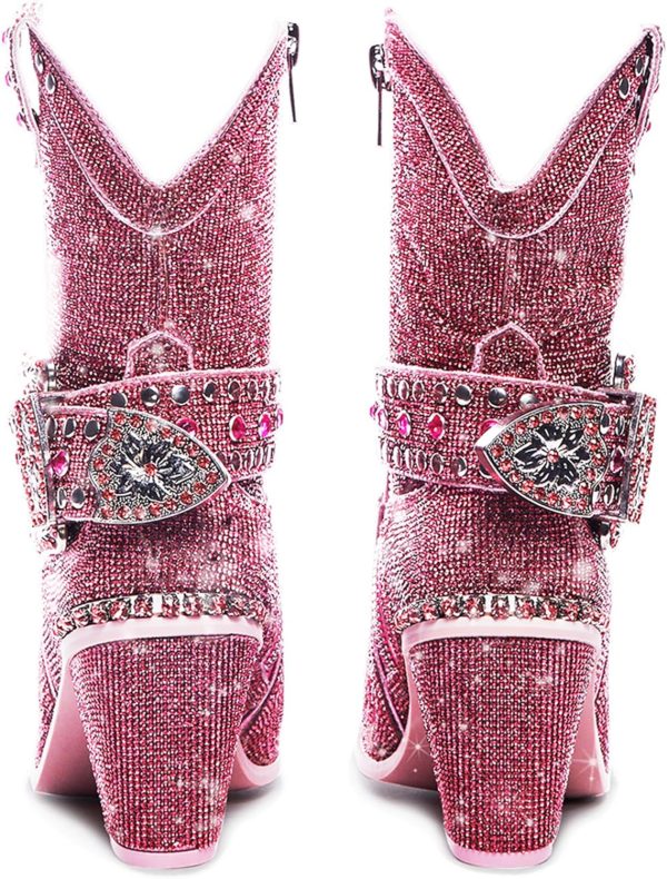 Dolls Kill Sheriff Shine Cowboy Boots by Club Exx - Rhinestone Encrusted Boots Made From Vegan Leather - Image 2