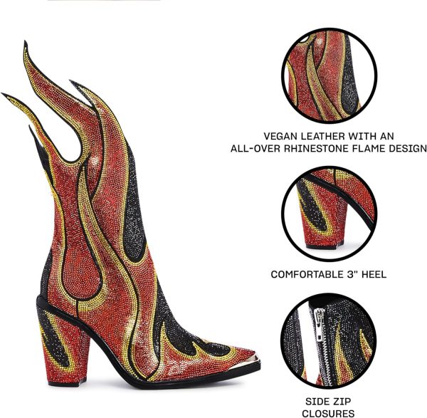 Dolls Kill Sheriff Shine Cowboy Boots by Club Exx - Rhinestone Encrusted Boots Made From Vegan Leather - Image 9