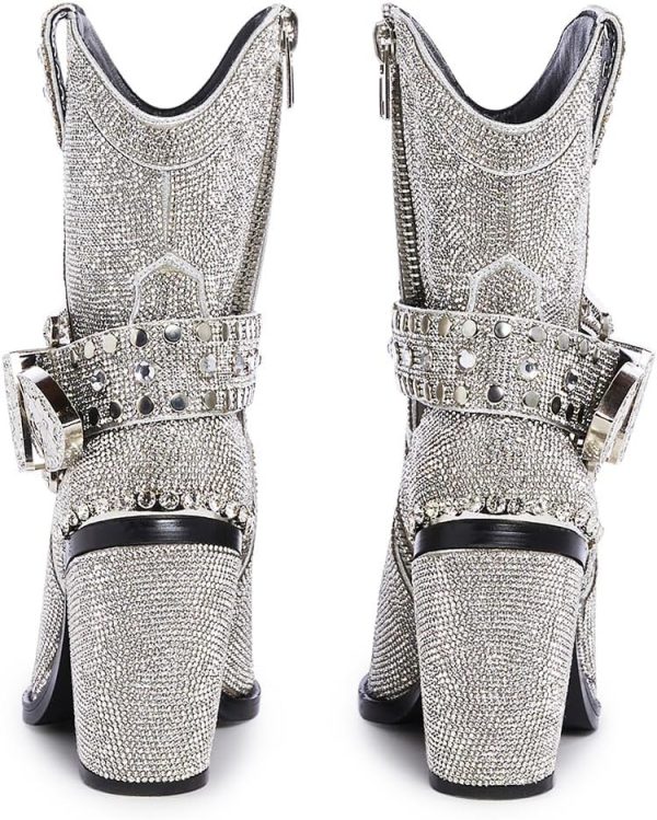 Dolls Kill Sheriff Shine Cowboy Boots by Club Exx - Rhinestone Encrusted Boots Made From Vegan Leather - Image 13