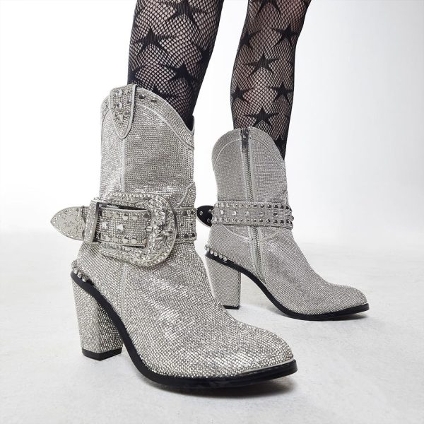 Dolls Kill Sheriff Shine Cowboy Boots by Club Exx - Rhinestone Encrusted Boots Made From Vegan Leather - Image 16