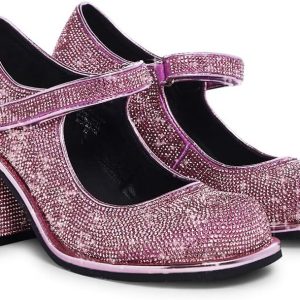 Dolls Kill Desire Me Rhinestone Mary Janes by Sugar Thrillz – Pumps with Sparkling Rhinestones, Block Heels, and Hook-and-Loop Closure, Perfect for Parties and Nights Out