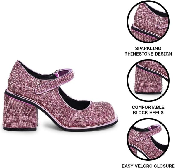 Dolls Kill Desire Me Rhinestone Mary Janes by Sugar Thrillz – Pumps with Sparkling Rhinestones, Block Heels, and Hook-and-Loop Closure, Perfect for Parties and Nights Out - Image 3