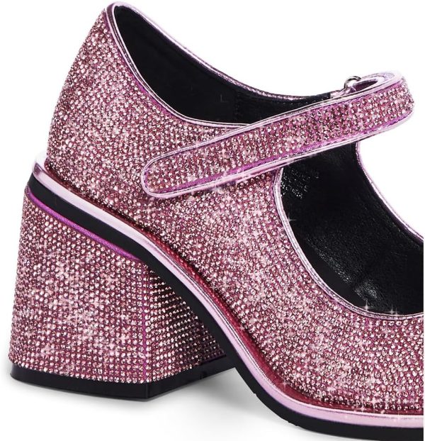 Dolls Kill Desire Me Rhinestone Mary Janes by Sugar Thrillz – Pumps with Sparkling Rhinestones, Block Heels, and Hook-and-Loop Closure, Perfect for Parties and Nights Out - Image 5
