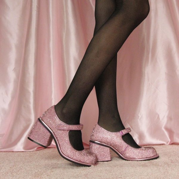 Dolls Kill Desire Me Rhinestone Mary Janes by Sugar Thrillz – Pumps with Sparkling Rhinestones, Block Heels, and Hook-and-Loop Closure, Perfect for Parties and Nights Out - Image 6