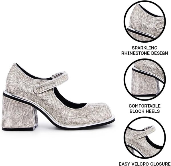Dolls Kill Desire Me Rhinestone Mary Janes by Sugar Thrillz – Pumps with Sparkling Rhinestones, Block Heels, and Hook-and-Loop Closure, Perfect for Parties and Nights Out - Image 9