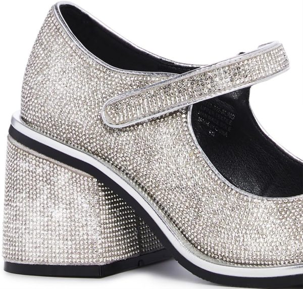 Dolls Kill Desire Me Rhinestone Mary Janes by Sugar Thrillz – Pumps with Sparkling Rhinestones, Block Heels, and Hook-and-Loop Closure, Perfect for Parties and Nights Out - Image 10