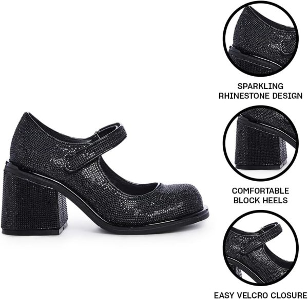 Dolls Kill Desire Me Rhinestone Mary Janes by Sugar Thrillz – Pumps with Sparkling Rhinestones, Block Heels, and Hook-and-Loop Closure, Perfect for Parties and Nights Out - Image 14