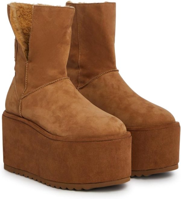 Dolls Kill Atmosphere Fleece Lined Suede Platform Boots by DARKER WAVS – Winter Boots with Cozy Fleece & Tread - Image 3