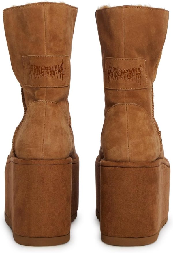 Dolls Kill Atmosphere Fleece Lined Suede Platform Boots by DARKER WAVS – Winter Boots with Cozy Fleece & Tread - Image 4