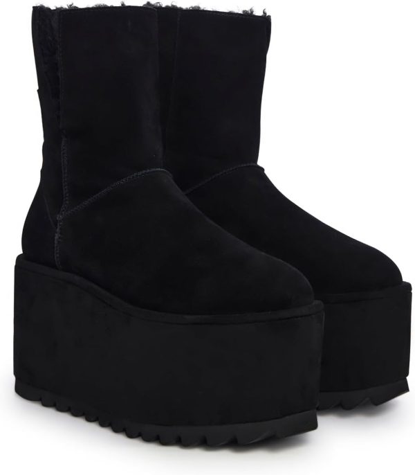 Dolls Kill Atmosphere Fleece Lined Suede Platform Boots by DARKER WAVS – Winter Boots with Cozy Fleece & Tread - Image 9