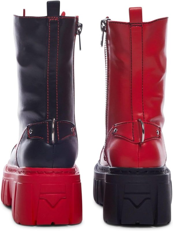 Dolls Kill Devil Games Mismatched Combat Boots by Current Mood – Vegan Leather Platform Boots with Adjustable Lace-Ups & Side Zippers - Image 4