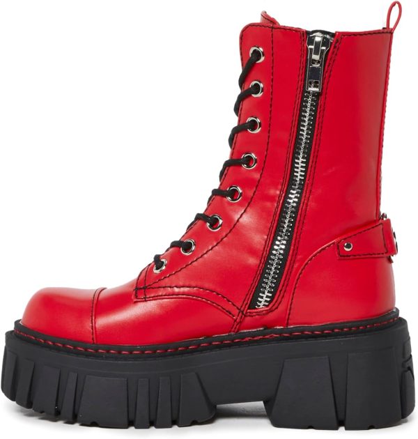 Dolls Kill Devil Games Mismatched Combat Boots by Current Mood – Vegan Leather Platform Boots with Adjustable Lace-Ups & Side Zippers - Image 5