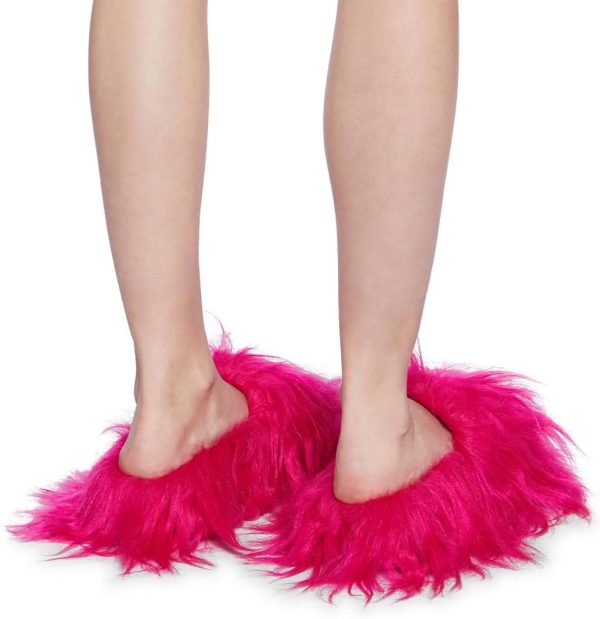 Dolls Kill Case Of The Grumpies Fuzzy Slides by Delia's - Faux Fur Slip-On With Rubber Soles, Perfect for Your Comfort - Image 2